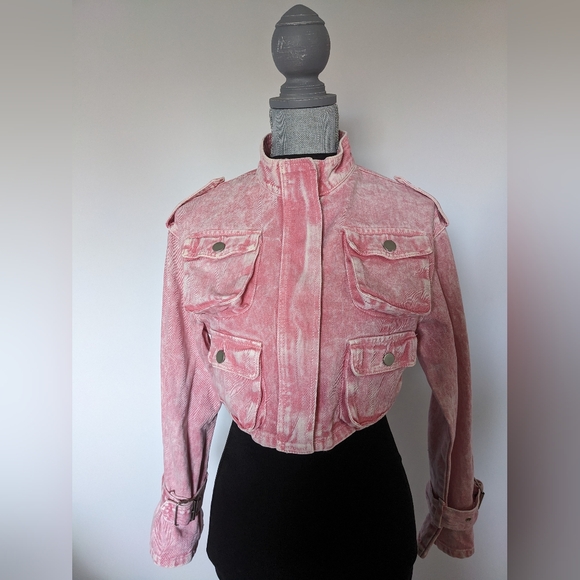 Pink Billie Cropped Cargo Jacket - Picture 4 of 4